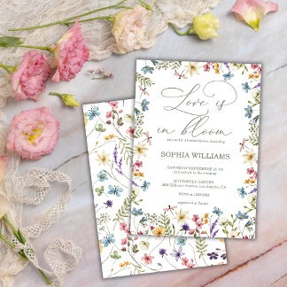 Invitation Soft Pastel Wildflowers Butterfly Bridal Shower