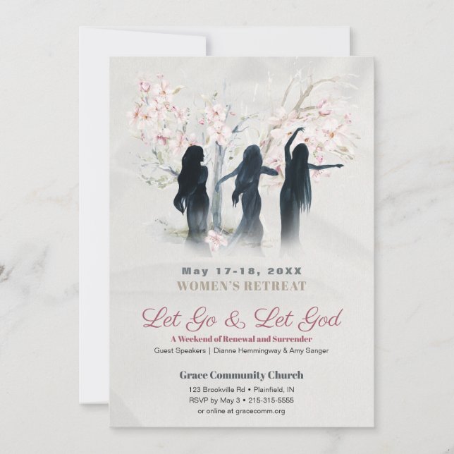 Invitation Soft Pink Blossom Women's Church Retreat  (Devant)