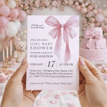 Soft Pink Bow Girl Baby Shower