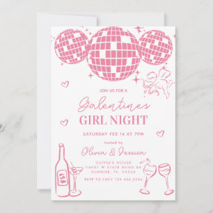 Invitation Soft Pink Galentine's Girls Night Party