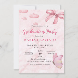 Invitation Soft Pink Marble Graduation Party