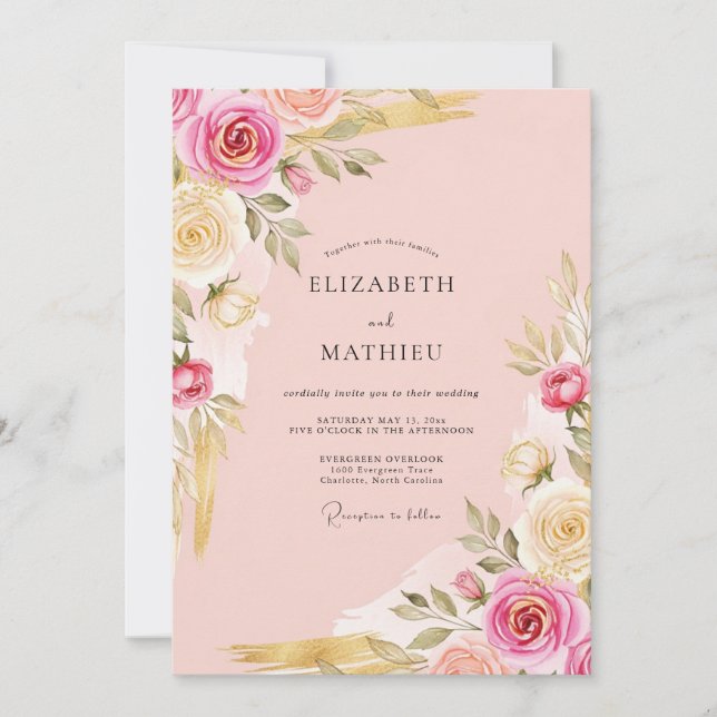 Invitation Soft Pink Ornate Botanical Wedding (Devant)