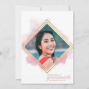 Invitation Soft Pink Pastel et Gold Diamond Graduation Invit