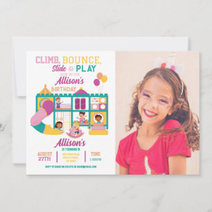 Invitation Soft Play Bounce Birthday Girls Party Photo