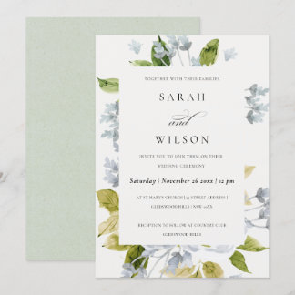 INVITATION SOFT ROMANTIQUE BÉBÉ BLEU EAU COULEUR MARIAGE FLOR