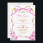 Invitation Soft Rose Floral Bow Ribbon Or Couronne Mis Quince<br><div class="desc">EDITABLE Pink Floral Bow Ribbon Or Couronne Mis Quince Invitation Elégante Quinceañera Rose Doux Floral Princesse Anniversaire Invitation Or Couronne Mis Quince 15 Anos,  16e Anniversaire</div>