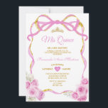 Invitation Soft Rose Floral Bow Ribbon Or Couronne Mis Quince<br><div class="desc">EDITABLE Pink Floral Bow Ribbon Or Couronne Mis Quince Invitation Elégante Quinceañera Rose Doux Floral Princesse Anniversaire Invitation Or Couronne Mis Quince 15 Anos,  16e Anniversaire</div>