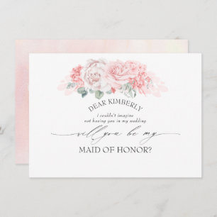 Invitation Soft Rose Floral Maid of Honor/Bridesmaid Proposit