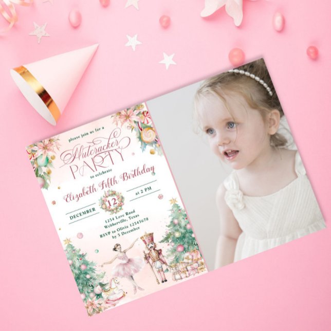 Invitation Soft Rose Nutcracker Winter Girls Birthday Party (Créateur téléchargé)