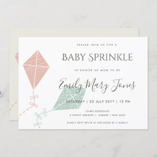 INVITATION SOFT SOUS-TÊTE ROSE BLEU KITE BÉBÉ SPRINKLE