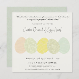 INVITATION SOFT SUBTLE PASTEL EASTER EGGS BRUNCH & EGG HUNT