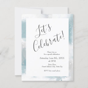 Invitation Soft Teal Gray & White Abstract