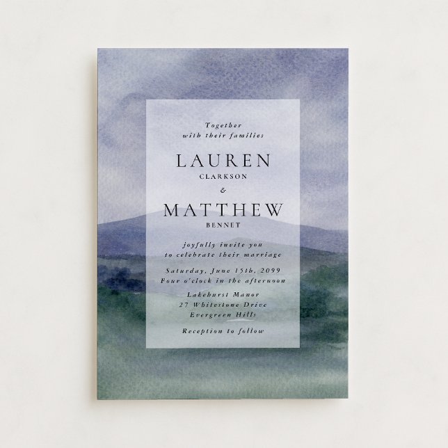 Invitation Soft Watercolor Mountain Landscape Wedding  (Créateur téléchargé)