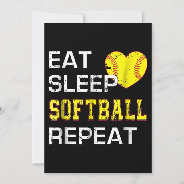 Invitation Softball Eat Sleep Softball Répétition (Devant)