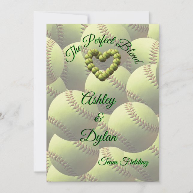 Invitation Softball Heart Blended Family Mariage (Devant)