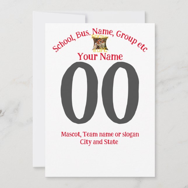 Invitation Softball Nom de l'équipe Nom de l'équipe Ville Éta (Devant)