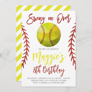 Invitation Softball Swing on Over Anniversaire