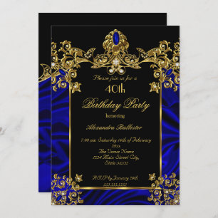Invitation Soie 40e anniversaire Soie Royal Blue Gold