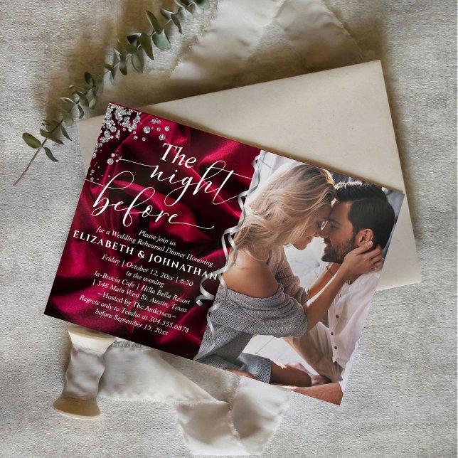 Invitation Soie Bourgogne La Nuit Avant Le Dîner De Répétitio (Créateur téléchargé)