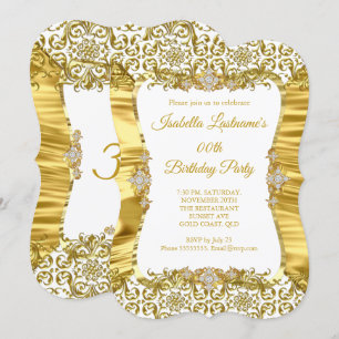 Invitation Soie Damas Or Diamant Blanc Diamant Anniversaire