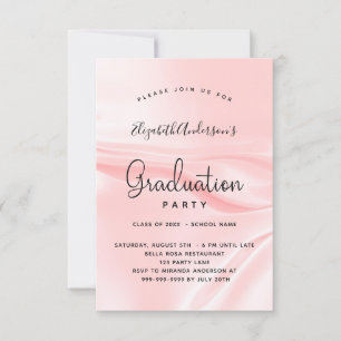 Invitation Soie de satin rose pâle pour la fête de graduation