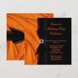 Invitation Soie Orange Soie Noire