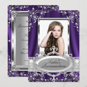 Invitation Soie Perle Violette Quinceanera Glamour Vintage