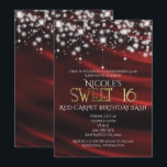 Invitation Soie rouge et étincelle Gold Sweet 16 Glam Invitat<br><div class="desc">Rouge Soie & Étincelle Or Sweet 16 Glam Invitations. Personnaliser pour tout événement. Aussi disponible sans texte or ou texte personnalisé peut être fait. Contactez-moi pour obtenir du texte or personnalisé.</div>