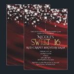 Invitation Soie rouge et étincelle Gold Sweet 16 Glam Invitat<br><div class="desc">Rouge Soie & Étincelle Or Sweet 16 Glam Invitations. Personnaliser pour tout événement. Aussi disponible sans texte or ou texte personnalisé peut être fait. Contactez-moi pour obtenir du texte or personnalisé.</div>