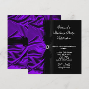 Invitation Soie violette profonde Noire