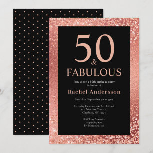 Invitation Soignée 50e anniversaire Metalic Rose Gold Party