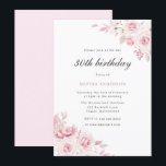 Invitation Soignée Blush Fleurs élégantes 30e fête d'annivers<br><div class="desc">Fleurs élégantes Fleurs de Blush Doux Fêtes de 30e anniversaire Invitation Voir notre magasin pour beaucoup d'autres invitations de mariage et articles correspondants.</div>
