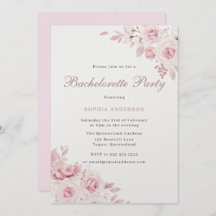 Invitation Soignée Blush Fleurs Élégantes Bachelorette Party