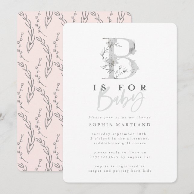 Invitation Soignée classe simple baby shower fête (Devant / Derrière)