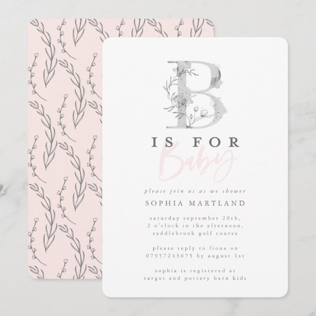 Invitation Soignée classe simple baby shower fête (Devant / Derrière)