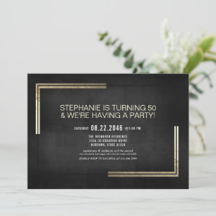 Invitation Soignée Classy Noir/Or Anniversaire