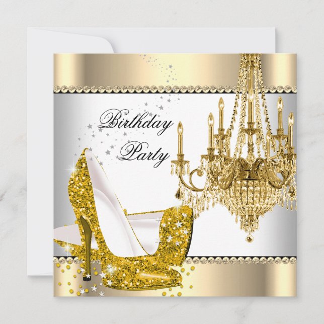 Invitation Soignée Parties scintillant Gold Cream White Chand (Devant)