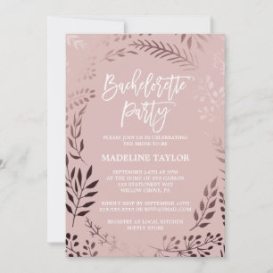 Invitation Soignée Rose Gold et Pink Bachelorette Party