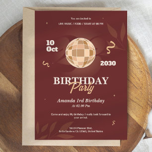 Invitation Soignée simple fête d'anniversaire