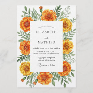 Invitation Soin Botanique de Souci Orange pour Mariage