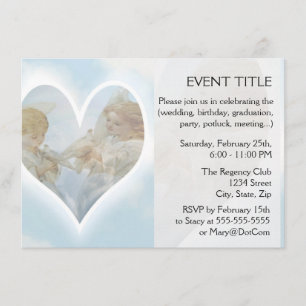 Invitation Soins et soucis Cherubs avec des colombes dans les