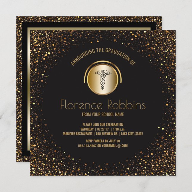 Invitation Soins infirmiers | Cérémonie d'épinglage d'or (Devant / Derrière)