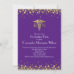 Invitation Soins infirmiers École de Graduation Party Purple 
