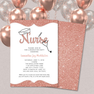 Invitation Soins infirmiers fête de graduation, rose parties