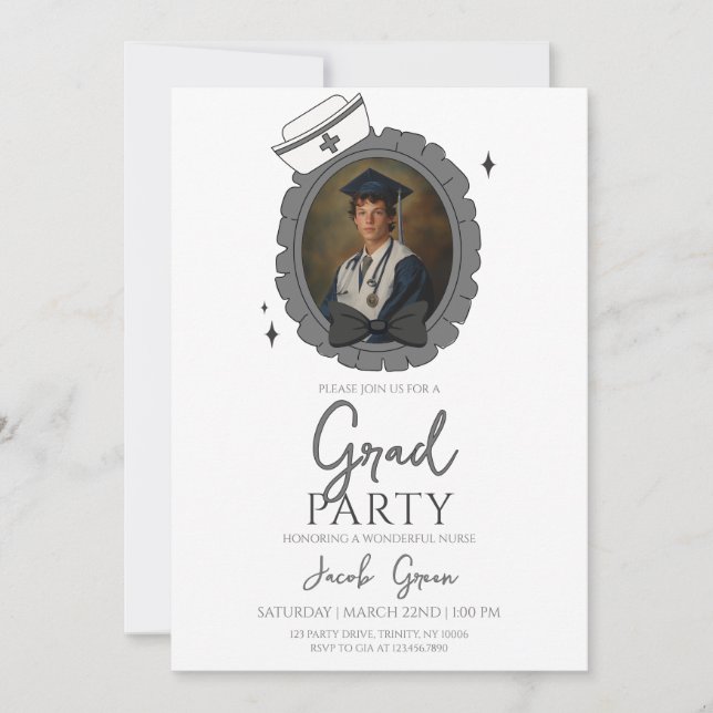 Invitation Soins infirmiers noirs (Devant)