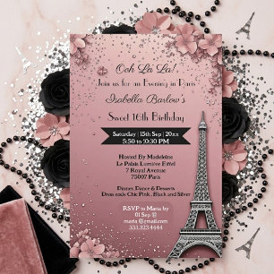 Invitation Soir à Paris Tour Eiffel Douze ans rose poudré