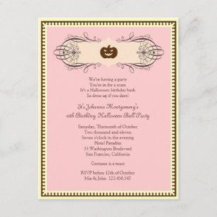 Invitation Soirée 16 costumes de bal d'Halloween