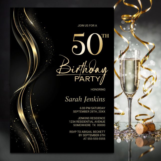 Invitation Soirée 50e anniversaire de Black and Gold (Créateur téléchargé)