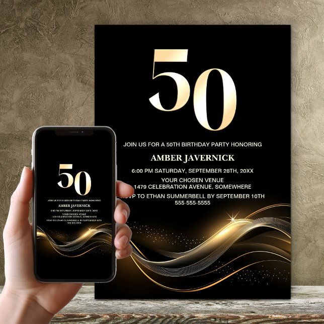 Invitation Soirée 50e anniversaire de Black and Gold (Créateur téléchargé)