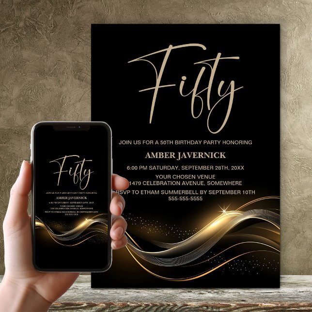 Invitation Soirée 50e anniversaire de Black and Gold (Créateur téléchargé)